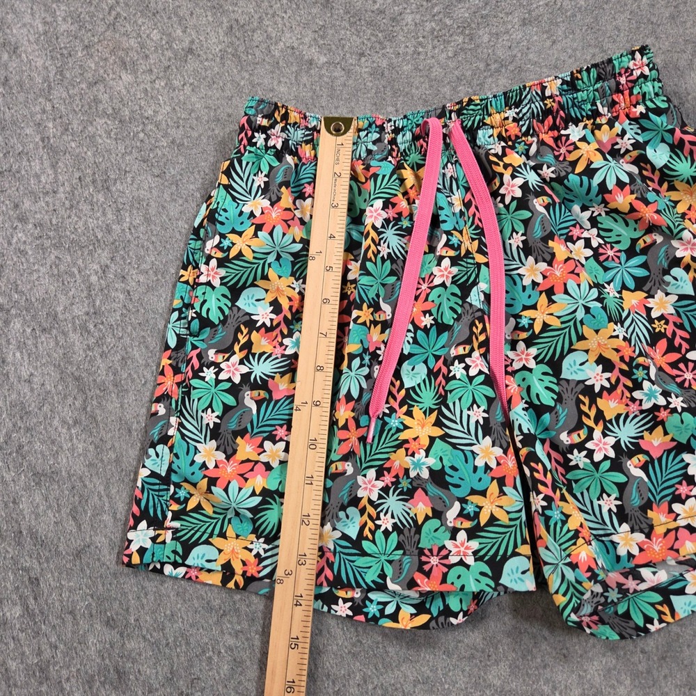 Chubbies Swim Trunks Mens Small Black Green Toucan Tropical Floral Print 5.5 In - Picture 5 of 9